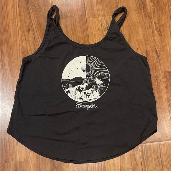 Wrangler Tops - Wrangler Women's Black and White Graphic Tank Top